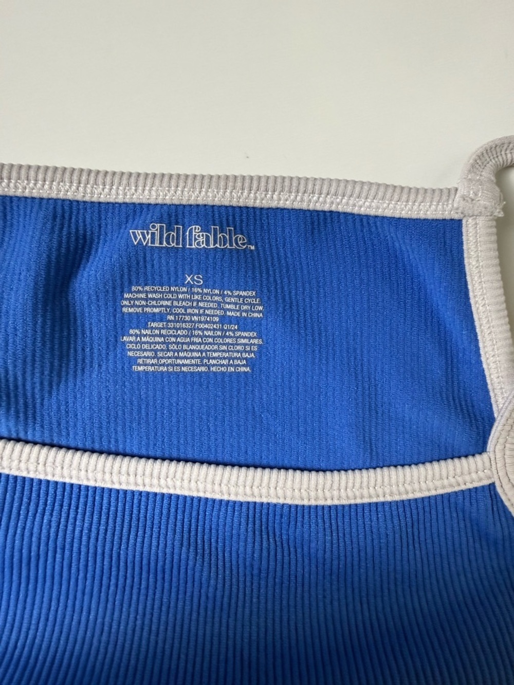 Blue Ribbed Crop Tank Shorts Set Y2K Sporty Athleisure S - Picture 5 of 12